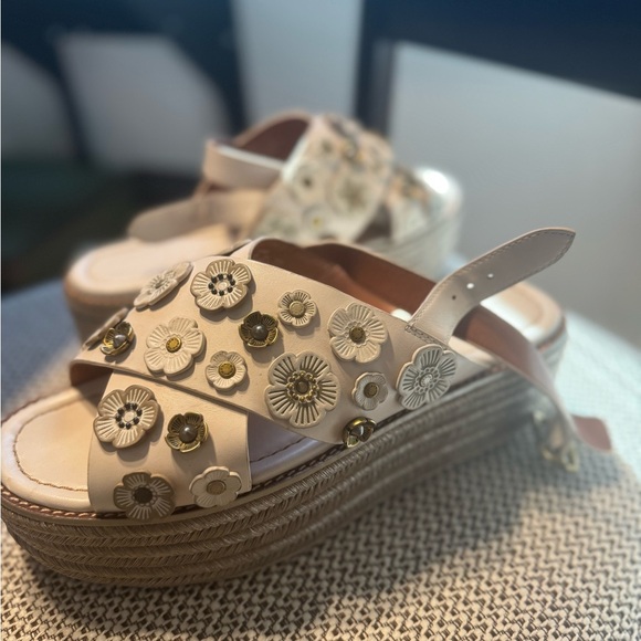 Coach Espadrille Wedge Sandals with Tea Rose - Picture 5 of 14